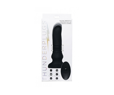 XR Brands Vibrating &amp; Thrusting Silicone Plug with Remote, Juodas
