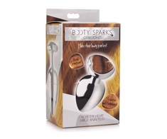 XR Brands Heart Plug Large - Aluminum &amp; Tiger Eye Gem, 3 Inch
