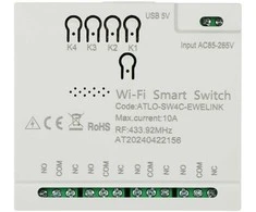 INTELIGENTUS ATLO-SW4C-EWELINK „Wi-Fi“ JUNGIKLIS, „eWeLink“