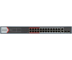 Šakotuvas SWITCH POE DS-3E1326P-EI(B) 24 PRIEVADŲ SFP Hikvision