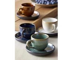 Puodeliai Espresso kavai su lėkštute BITZ Amber/Juodas 0.07 l