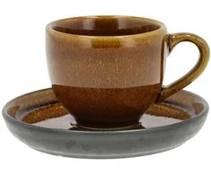 Puodeliai Espresso kavai su lėkštute BITZ Amber/Juodas 0.07 l