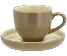 Puodeliai Espresso kavai su lėkštute BITZ Wood/Sand 0.07 l