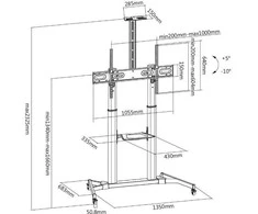 Laikiklis Fonestar STS-42106N – Reguliuojamas grindų stovas televizoriui nuo 60" iki 100" (152-254 cm)