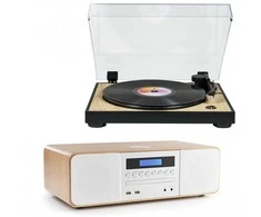 Rinkinys stereo / Cyfrowa mini muzikinis centras su gramofonem THOMSON TT300 &amp; MIC201