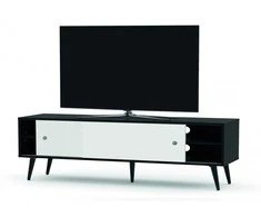 Medinė TV spintelė RETRO stiliaus SONOROUS RTRA-180-BLK-WHT plotis 180cm