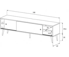 Medinė TV spintelė RETRO stiliaus SONOROUS RTRA-180-BLK-BNW plotis 180cm
