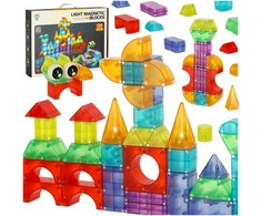 3D statybos magnetinės plytos LED šviečiančios 134 el.