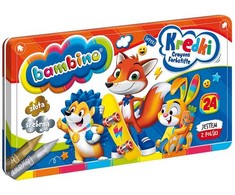 BAMBINO kreidelės metalinėje dėžutėje 24 temperos spalvos.