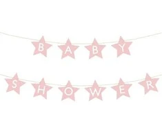 Party Deco Kūdikių dušo žvaigždės ryškiai rožinės spalvos 290 cm x 16,5 cm