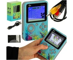 Ikonka Nešiojama mini retro žaidimų konsolė, mėlyna