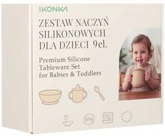Ikonka Silikoninis kūdikių maisto rinkinys, smėlio spalvos krabas, 9 dalių