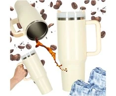 Roger Termo puodelis ze słomką i laikikliu termos 1200ml kreminė