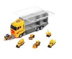 Transporterio sunkvežimis TIR paleidimo įrenginys + metaliniai automobiliai statybinės mašinos