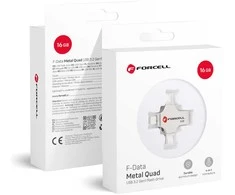 Pendrive 16GB USB 3.2 Gen 1 (USB A / USB C / Lightning / Micro USB) Forcell F-Data Metal Quad sidabrinis