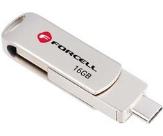 Pendrive 16GB USB 3.2 Gen 1 (USB A / USB C) Forcell F-Data Metal Duo sidabrinis