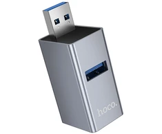 Adapteris 3in1 (USB 2.0 x 2+USB 3.0) to USB-A Hoco HB54 pilka