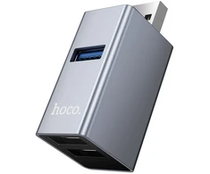 Adapteris 3in1 (USB 2.0 x 2+USB 3.0) to USB-A Hoco HB54 pilka
