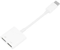 OEM adapteris AUX 2in1 C tipo (vyras) į C tipo (lizdas) / C tipo (lizdas) dėžutė baltas [DAC]