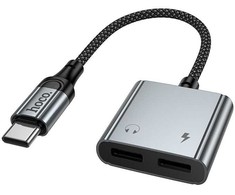 Adapteris AUX USB C to 2x USB C max 10W Hoco UPA34A UPA34A pilka
