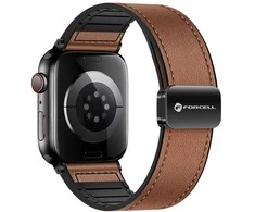 „Apple Watch“ dirželis Forcell F-Design FA21 magnetinis dirbtinės odos dirželis 42 / 44 / 45 / 49 mm rudas
