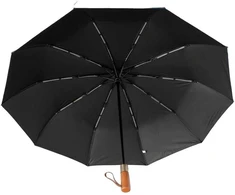 Oem Automatic foldable umbrella with wood handle 10-ribs XXL 115 cm juodas