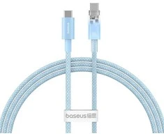 Baseus Explorer 100W USB-C – USB-C laidas su išmaniuoju temperatūros jutikliu 1 m – mėlynas