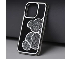 OEM dėklas, skirtas iPhone 17, meškiuko formos sidabrinis