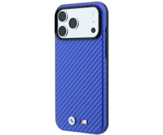 BMW M Carbon Metal Logo MagSafe dėklas, skirtas iPhone 17 Pro / 18 Pro - Mėlyna