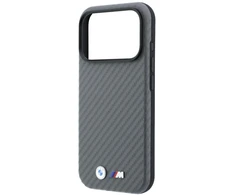 Dėklas BMW M Carbon Metal Logo MagSafe skirtas iPhone 18 Pro Max pilkas