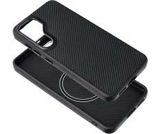 Oem Carbon Elite Mag dėklas suderinamas su MagSafe skirtas Samsung Galaxy S25 juodos spalvos