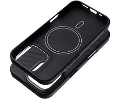 „Oem iPhone 15 PRO Carbon Elite Mag Cover“ dėklas, suderinamas su „MagSafe“ (juodas)