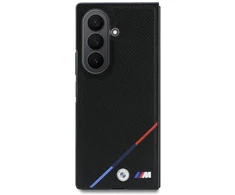 BMW M PU Perforated Tricolor Stripe Magnetic dėklas Samsung Galaxy Z Fold 8 Ultra juodos spalvos