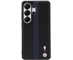 BMW M PU Leather Perforated Stripes and Metal Logo Magnetic dėklas skirtas Samsung Galaxy S26 Ultra Mėlyna