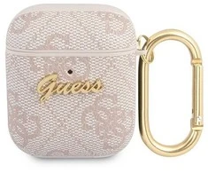 Apple AirPods Guess 4G Script Metal Collection (GUA24GSMP) ausinių dėklas rožinės spalvos