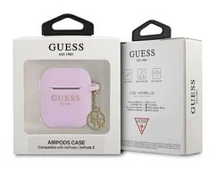 Guess GUA2LSC4EU AirPods dėklas violetinės spalvos silikoninis Charm 4G Collection