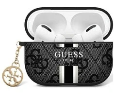 Dėklas Apple AirPods 1/2 Guess Cover Printed Stripes Charm (GUA2P4RPSK) juodas