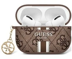 Dėklas Apple AirPods 1/2 Guess Cover Printed Stripes Charm (GUA2P4RPSW) ruda