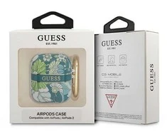 Apple AirPods ausinių dėklas Guess AirPods Flower Strap Collection (GUA2HHFLN) žalios spalvos