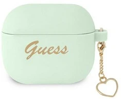 Guess GUA3LSCHSN AirPods 3 dėklas žalios spalvos Silicone Charm Heart Collection