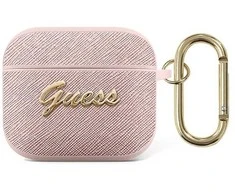 Guess GUA3SASMP AirPods 3 dėklas rožinės spalvos Saffiano Script Metal Collection