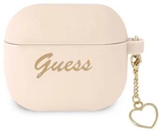 Guess dėklas, skirtas Airpods 3 GUA3LSCHSP rožiniam silikoniniam širdies žavesiui