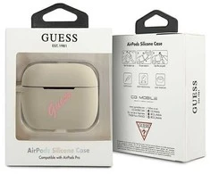 Dėklas GUESS AIRPODS PRO COVER SILIICONE VINTAGE Rožinis/GRAY