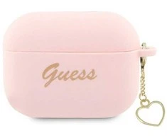 Apple AirPods Pro 2 Guess silikoninis Charm Heart Collection (GUAP2LSCHSP) ausinių dėklas rožinės spalvos