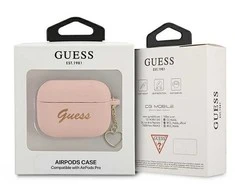 Guess GUAPLSCHSP AirPods Pro dėklas rožinės spalvos silikoninis Charm Heart Collection