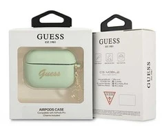 Guess GUAPLSCHSN AirPods Pro dėklas žalios spalvos Silicone Charm Heart Collection
