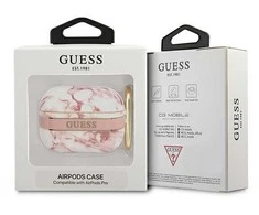 Apple AirPods Pro ausinių dėklas Guess AirPods Marble Strap Collection (GUAPHCHMAP) rožinės spalvos