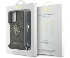 Dėklas Guess 4G Big Logo Cord Stap Crossbody Apple iPhone 16 Plus rudos spalvos