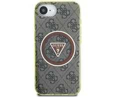 „Guess IML Metal Glitter 4G Circle Triangle MagSafe“ dėklas, skirtas iPhone 16e - ruda