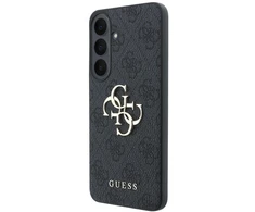 Guess PU 4G Metal Logo dėklas Samsung Galaxy S26 FE telefonui, juodas